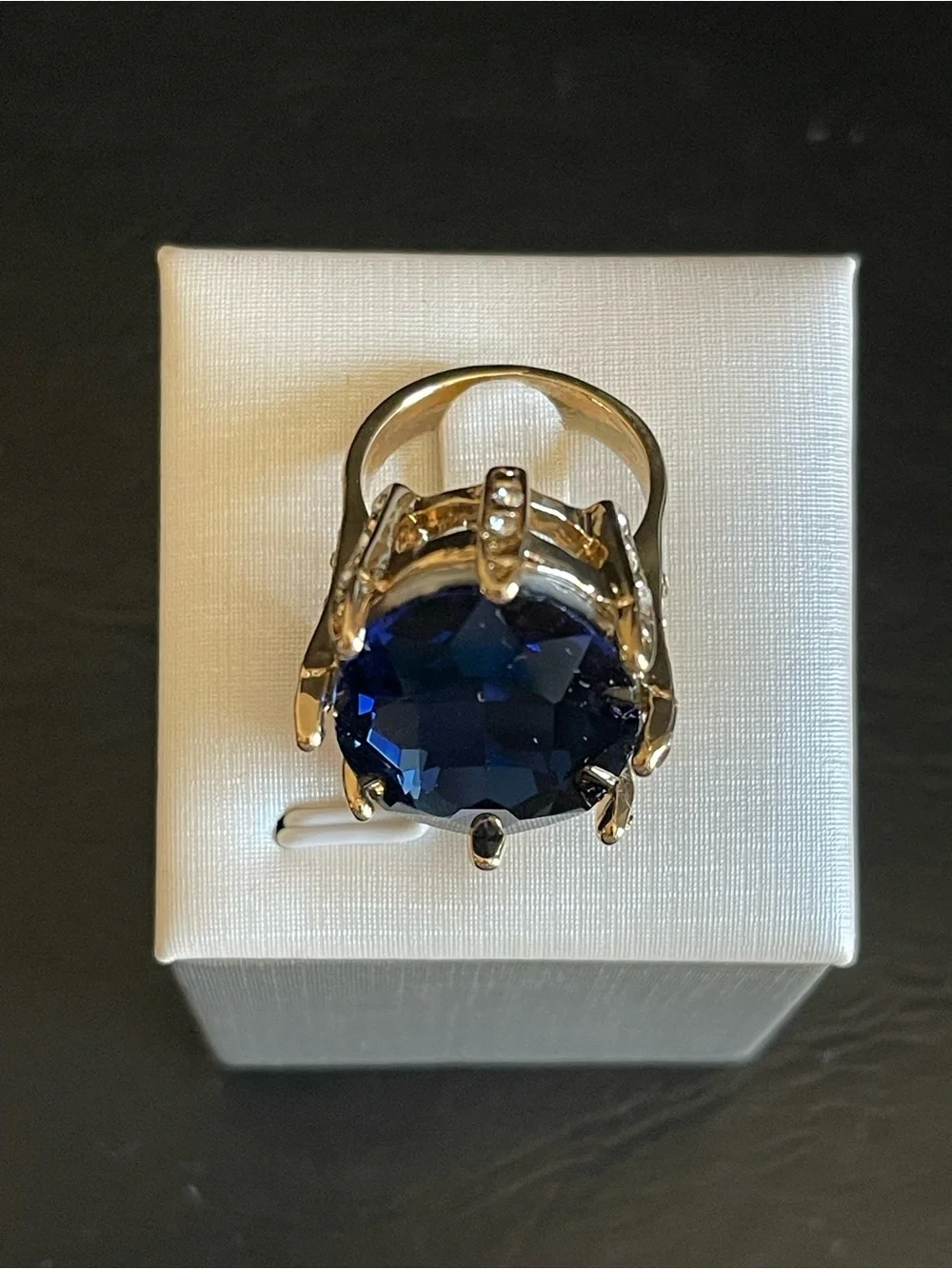 Deep Blue Oval Statement Ring.